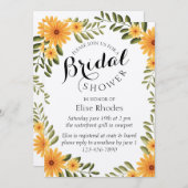 明素朴るい黄色のひまわりブライダルシャワー 招待状 (正面/裏面)
