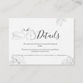 明細カードを結婚しているスケッチされた白鳥および花柄 エンクロージャーカード (正面)