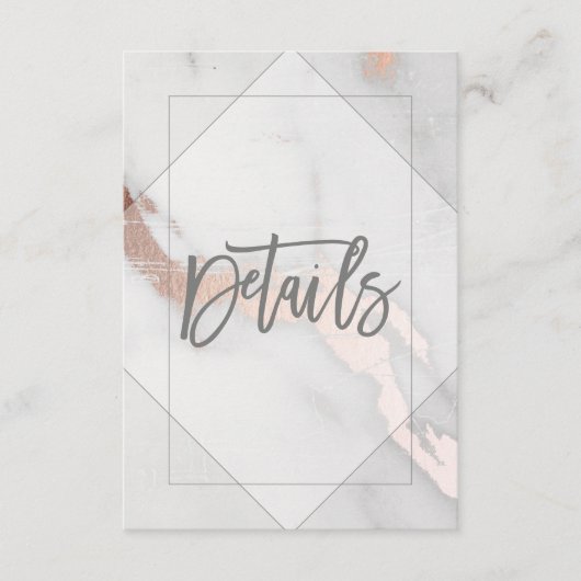 明細カードを結婚する大理石およびばら色の金ゴールド エンクロージャーカード (正面)
