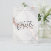 明細カードを結婚する大理石およびばら色の金ゴールド エンクロージャーカード (スタンド正面)