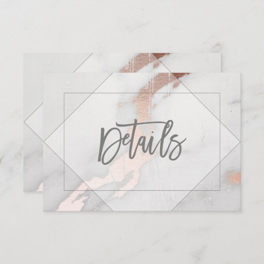 明細カードを結婚する大理石およびばら色の金ゴールド エンクロージャーカード (正面/裏面)