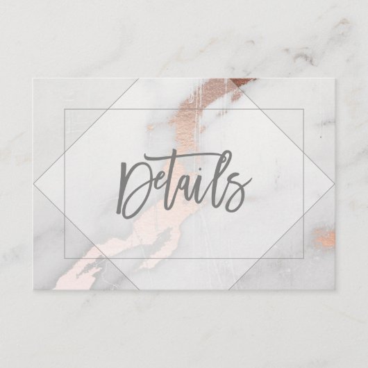明細カードを結婚する大理石およびばら色の金ゴールド エンクロージャーカード (正面)