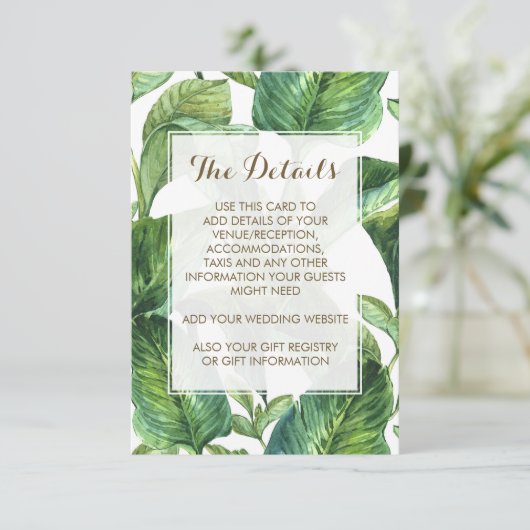 明細カードを結婚する植物の群葉のシュロの葉 エンクロージャーカード (スタンド正面)