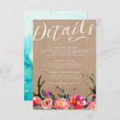 明細カード|のエレガントな花の素朴な春の枝角 エンクロージャーカード (正面/裏面)