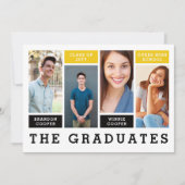 明細モダン兄弟姉妹卒業の発表 招待状 (正面)