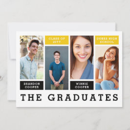 明細モダン兄弟姉妹卒業の発表 招待状