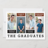 明細モダン兄弟姉妹卒業の発表 招待状 (正面)