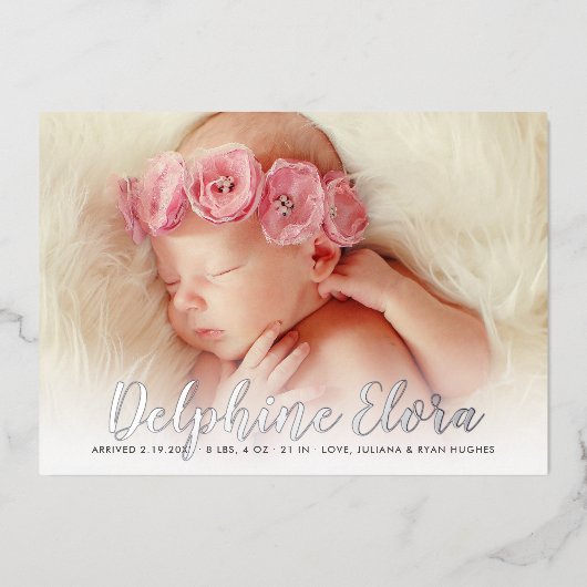 明細書名ベビー写真の誕生発表 箔招待状 (正面)