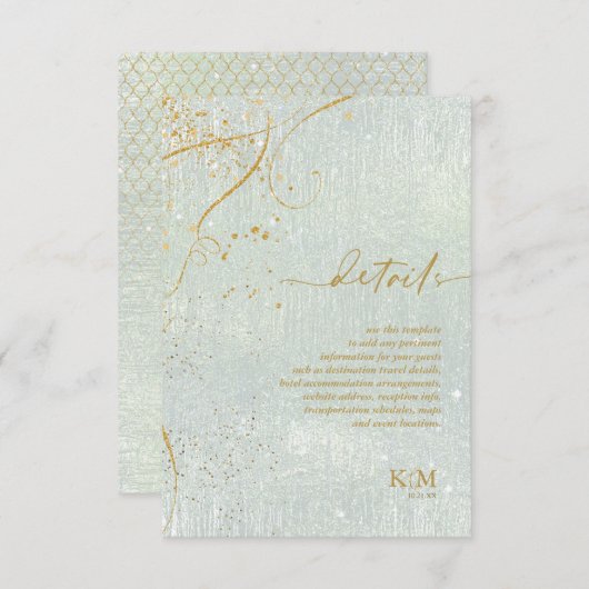 明細素晴らし金ゴールド抽象芸術詳細Sage ID867 エンクロージャーカード (正面/裏面)