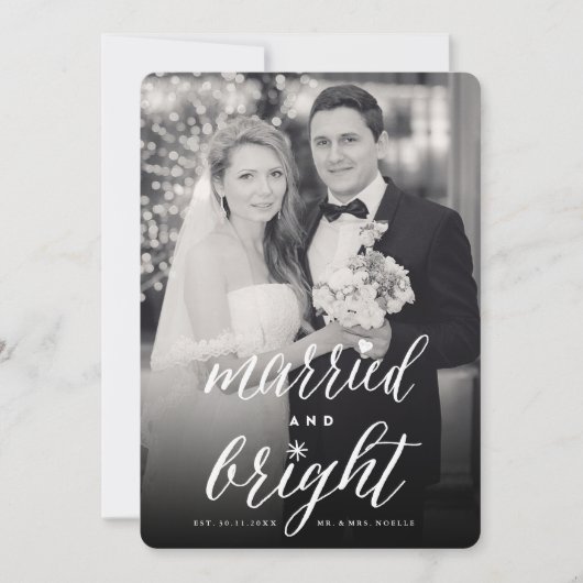 明結婚したるいトレンディータイポグラフィ写真結婚 シーズンカード (正面)