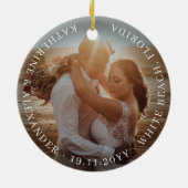 明結婚したるい休日の結婚写真クリスマス セラミックオーナメント (裏面)