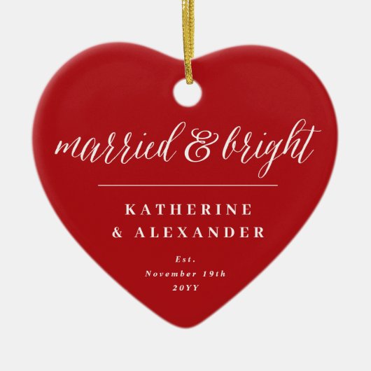 明結婚したるい休日の結婚写真クリスマス セラミックオーナメント (正面)