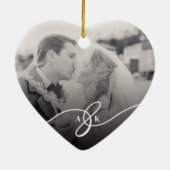 明結婚したるい休日の結婚写真クリスマス セラミックオーナメント (裏面)