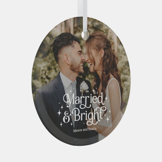 明結婚したるい写パーソナライズされた真オーナメント ガラスオーナメント (正面右)