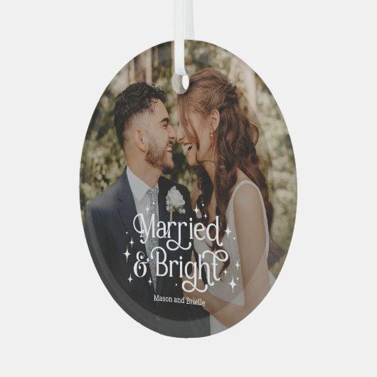 明結婚したるい写パーソナライズされた真オーナメント ガラスオーナメント (正面左)