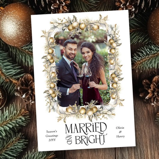 明結婚したるい金のオーナメント結婚の写真 シーズンカード