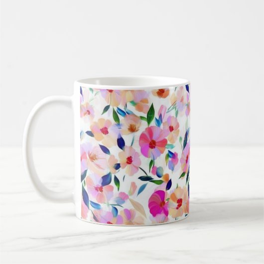 明花フローラ鮮やか植物学カラフル コーヒーマグカップ (左)