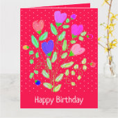 明花及び水玉模様誕生日カード カード (黄色い花)