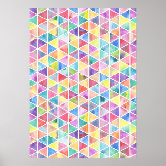 明芸術的色数々のの水彩三角形 ポスター (正面)