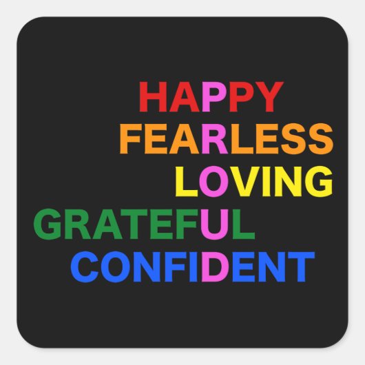 明誇りを持ったるい黒 スクエアシール (正面)