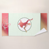 明輝くるいピンクのヨーギシルエット バスタオル (バスタオル)