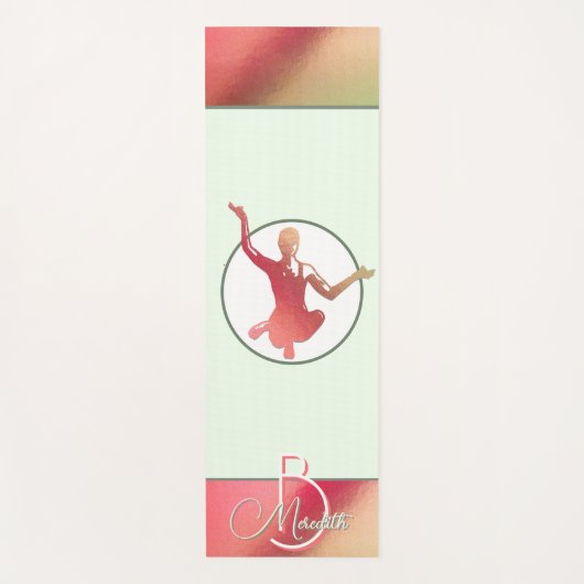 明輝くるいピンクのヨーギシルエット ヨガマット (正面)