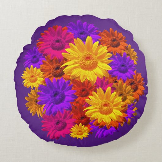 明鮮やかるいカラフルひまガーリーわり ラウンドクッション (正面)