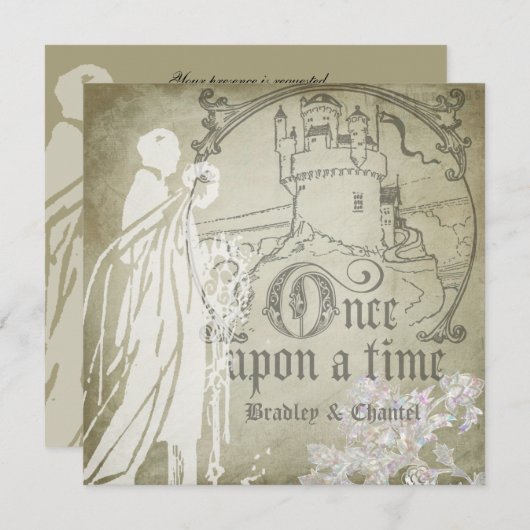 昔々ヴィンテージのタンの招待状 招待状 (正面/裏面)