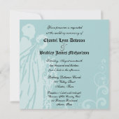 昔々招待を結婚するかわいらしく青い花柄 招待状 (裏面)