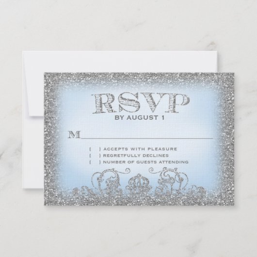 昔々銀製の青RSVP 出欠カード (正面)