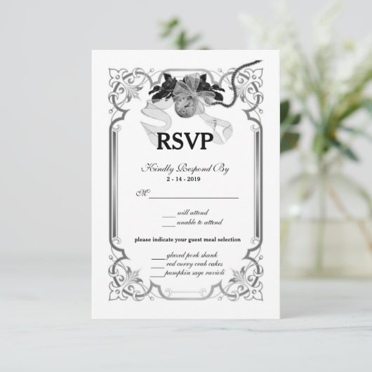 昔々RSVPカードを結婚すること 出欠カード (スタンド正面)