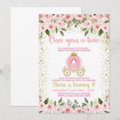 昔あるところにプリンセスの女の子の誕生日招待状 招待状 (正面/裏面)