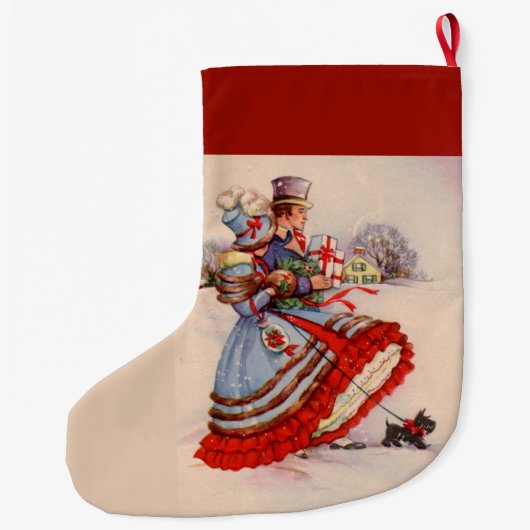 昔ながらのクリスマスショッピング ラージクリスマスストッキング (裏面)