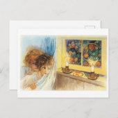 昔ながらのハロウィーン、少女と魔女の出会い ポストカード (正面/裏面)