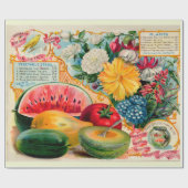 昔ながらの野菜 果物 花の種 広告 ラッピングペーパー (フラット)