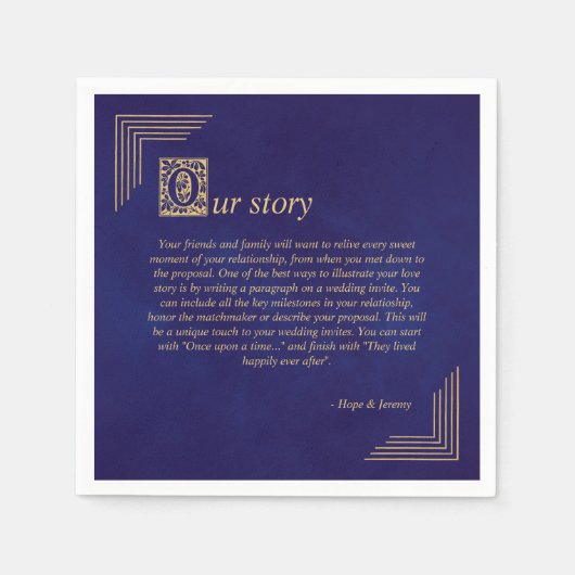 昔のおとぎ話パープル金ゴールド結婚 スタンダードカクテルナプキン (正面)