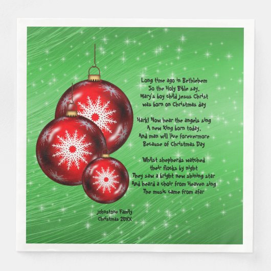 昔のクリスマス・キャロルの歌詞 (正面)