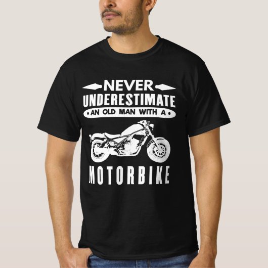 昔のバイクの男を甘く見る Tシャツ (正面)