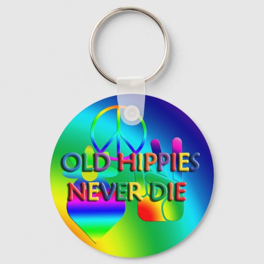 昔のヒッピーはキーチェーンを絶対に死なない キーホルダー (正面)