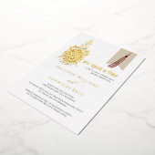 昔の恋結婚の実在金ゴールド 箔招待状 (回転した状態)