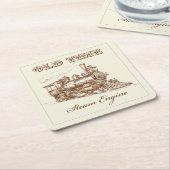 昔の蒸気機関車コースターセット スクエアペーパーコースター (アングル)