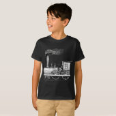 昔の蒸気機関車 Tシャツ (正面フル)