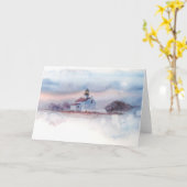 昔の薄暮。カリフォルニア州サンディエゴのロマライトハウス カード (黄色い花)