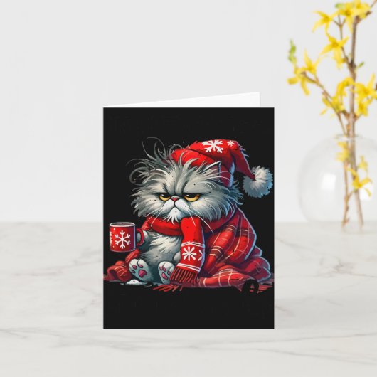 昔はおもしろいが嫌な猫のおもしろいクリスマスさ カード (黄色い花)