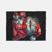昔はおもしろいが嫌な猫のおもしろいクリスマスさ フリースブランケット (正面(横))