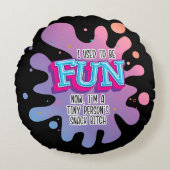 昔はおもしろいで小さい人のおやつだ ラウンドクッション (正面)