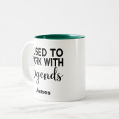 昔は伝説を使って作業してた名前をカスタムする ツートーンマグカップ (正面左)