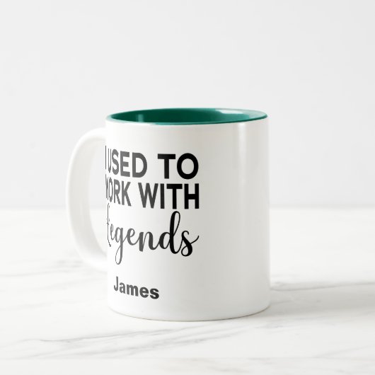 昔は伝説を使って作業してた名前をカスタムする ツートーンマグカップ (正面左)