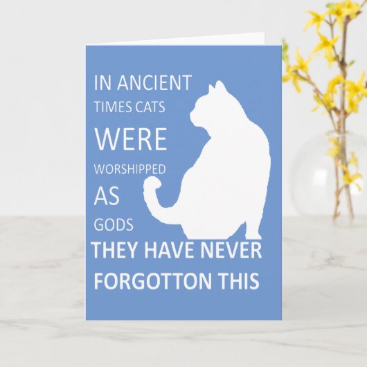 昔は猫を神として祭る カード (黄色い花)