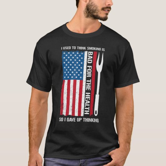 昔は考え喫煙が体に悪い Tシャツ (正面)